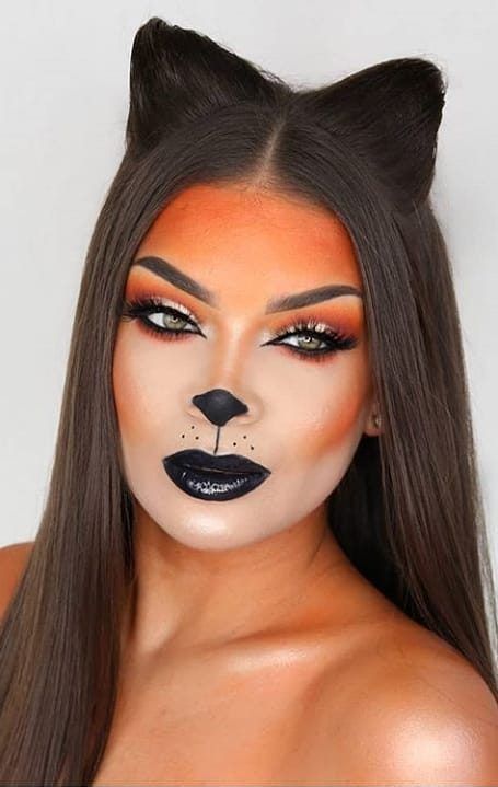 Fox Costume Makeup, Fox Makeup Halloween, Boots Makeup, Beautiful Halloween Makeup, Fox Halloween, Cat Halloween Makeup, Fox Makeup, Animal Makeup, Halloween Beauty