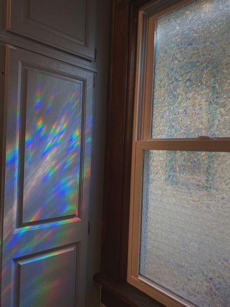 Rainbow Window Film, Film Summer, I Live Alone, Rainbow Window, Sacred Spaces, Rainbow Aesthetic, Aesthetic Blue, Window Film, Film Aesthetic