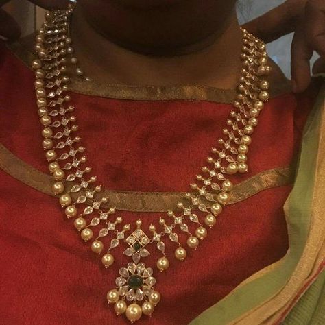 Drops Necklace, Gold Necklace Wedding, Buy Gold Jewelry, Gold Necklace Indian, Online Gold Jewellery, Gold Jewelry Simple Necklace, Pearl Necklace Designs, Gold Necklace Indian Bridal Jewelry, Real Gold Jewelry