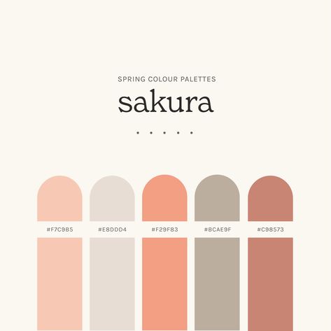 Sakura colour palette for cherry blossom sznnn 🌸 #sakura #cherryblossoms #pinktones #colours #colourpalette #colourscheme #colourstory #spring #pastels Sakura Color Palette, True Spring Palette, Yoga Branding Design, Peach Color Palettes, True Spring, Yoga Branding, Japanese Colors, Spring Palette, Spring Color Palette