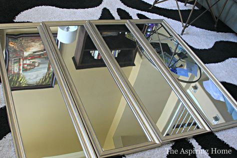 DIY Mirrored Room Divider in 6 Easy Steps | The Aspiring Home Diy Room Divider Cheap, Mirrored Room, Mirror Room Divider, Diy Mirror Wall, Room Divider Ideas, Cheap Dorm Decor, Room Bedrooms, Over The Door Mirror, Diy Screen