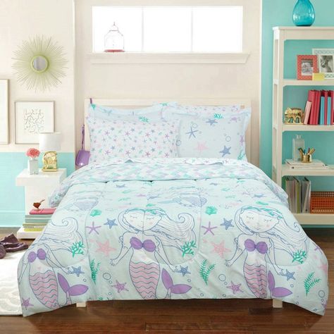 Full 7-Piece Comforter Set, Kidz Mix Mystical Mermaid Bed in a Bag with Reversible Comforter - Walmart.com Mermaid Bed, Dinosaur Comforter, Mystical Mermaid, Dinosaur Bedding, Mermaid Bedding, Full Comforter Sets, Mermaid Kids, Twin Comforter Sets, Girls Bedding Sets