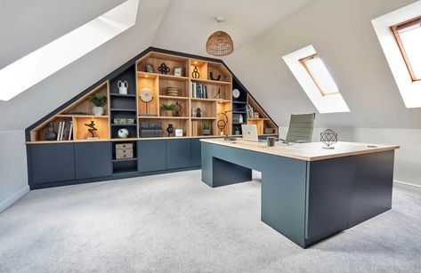 Home Office Furniture UK | Fitted Furniture | Neville Johnson Loft Home Office, Staircase Manufacturers, Loft Conversion Bedroom, Attic Office, Loft Office, Desain Lanskap, Loft Room, Loft House, Modern Loft