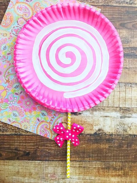 Pink Day Decoration Ideas In School, Pink Day Crafts For Kids, Charlie And The Chocolate Factory Crafts, Letter L Crafts, Lollipop Craft, Uses For Mason Jars, Pink Lollipop, Hansel Y Gretel, Chocolate Crafts