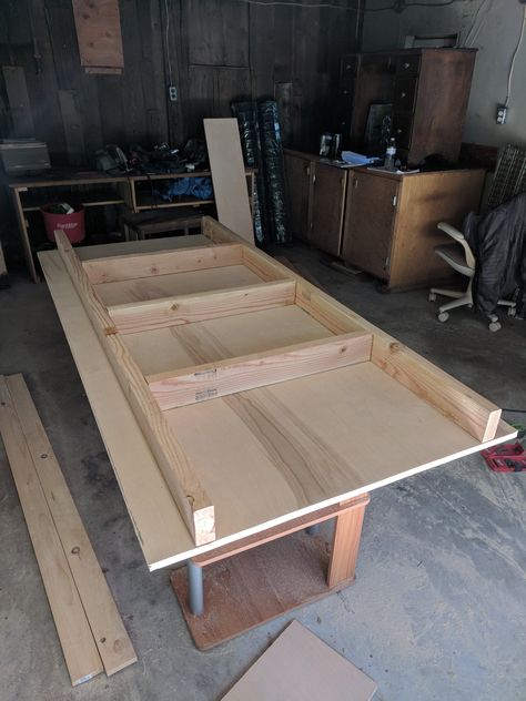 How to Build it; Custom Gaming Table — Idiot Tantrum Gaming Table Diy, Diy Storage Trunk, Dnd Room, Diy Arcade Cabinet, Dnd Table, Modern Square Coffee Table, Games Room Inspiration, Game Room Tables, Diy Dining Room Table