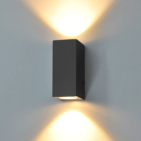 Aluminum Geometric Shaped Wall Sconce Minimalistic Black LED Wall Mount Light for Patio - Black - Rectangle - Clearhalo - 'Cast Iron' - 'Glass' - 'Industrial' - 'Modern wall lights' - 'Modern' - 'Tiffany' - 'Traditional wall lights' - 'Wall Lamps & Sconces' - 'Wall Lights' - Lighting' - 2336788 Porch Wall Lights, Beton Design, Porch Wall, Wall Lights Bedroom, Living Room Balcony, Luminaire Mural, Indoor Wall Lights, Outdoor Wall Lantern, Patio Lighting