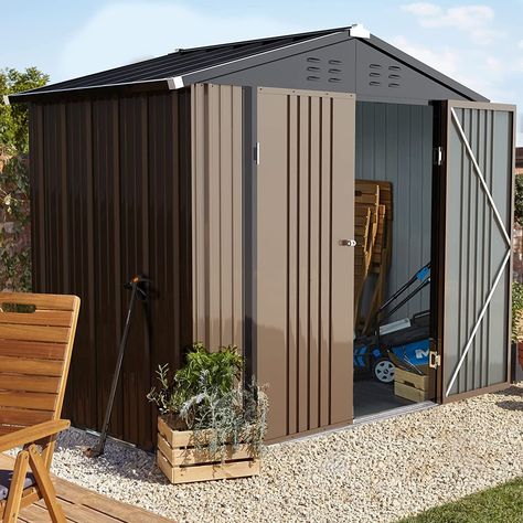 Backyard Garden Patio, Steel Storage Sheds, Metal Storage Sheds, Steel Storage, Storage House, Wooden Sheds, Metal Shed, Shed Homes, Outdoor Storage Sheds