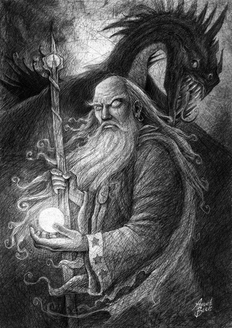 Wizards, Shaman, and the like Wizard Spells, Dragon Tattoo Drawing, Fantasy Tattoo, Wizard Tattoo, Dark Wizard, Traditional Witchcraft, Fantasy Wizard, Fantasy Lovers, Dark Tattoo