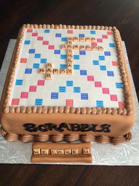 Scrabble cake! Scrabble Birthday Cake, Scrabble Cake Ideas, Scrabble Cake, Scrabble Wedding, Wedding Reception Cake, 40th Birthday Men, 98th Birthday, 80 Birthday, Bday Decor