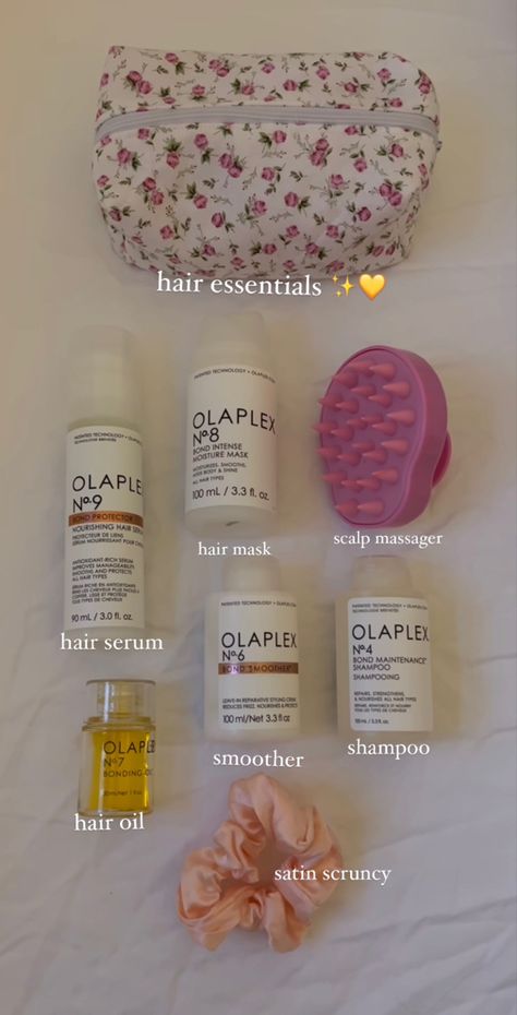 Healthy Hair Essentials, Hair Essentials Aesthetic, Good Hair Care Products, Aesthetic Hair Care Products, Self Care Items Beauty Products, Products You Need, Hair Care Aesthetic Products, Hair Care Wishlist, How To Keep Your Hair Healthy