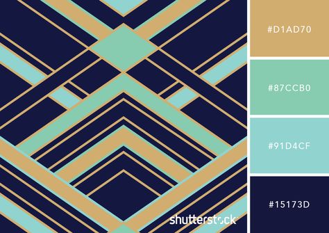 4 Art Deco Graphic Design Techniques and Applications — Swatches Menu Art Deco Color Pallete, Modern Art Deco Graphic Design, Art Deco Paint Colors, Art Deco Colour Palette, Art Deco Color Scheme, Art Deco Colours, Art Deco Color Palette, Vintage Color Palettes, Art Deco Graphic Design