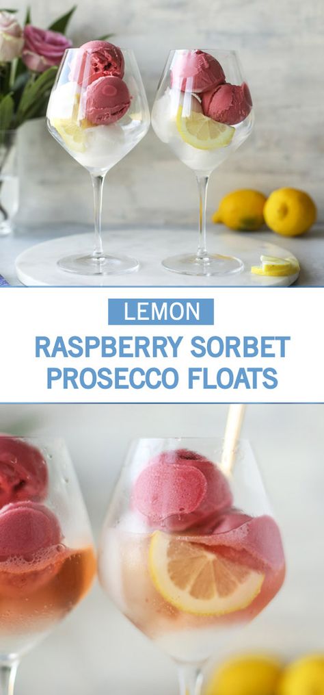 Prosecco Sorbet, Spring Drink, Desserts In A Glass, Prosecco Cocktails, Lemon Sorbet, Oscars Party, Raspberry Sorbet, Creative Cocktail, Rum Drinks