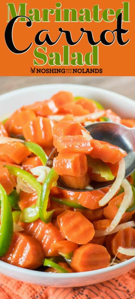 Marinated Carrot Salad - Noshing With the Nolands Marinated Carrot Salad, Roasted Carrots Recipe, Carrot Salad Recipes, Marinated Vegetables, Cooked Carrots, Carrot Salad, Carrot Recipes, Healthy Vegetables, Veggie Sides