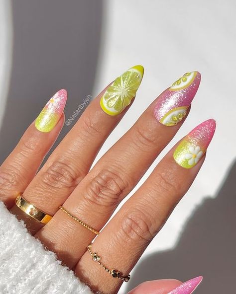 Jeanette Flores on Instagram: "🚨Summer nail trend alert: 3D fruit nails🚨

Swipe ➡️ to see how to create these delicious strawberry lemonade nails for your next summer set!💅🏽

What fruit should I try next? 🍇🍒🍉🍍🥝

Using @dndgel (code: JEN25)
•012 Dollhouse 
•Perfect White 156
•016 Limoncello Bling
•Mimosa 203
•Nail Art Liner Brush 11
•Top Gel No Cleanse 600 
•Rhinestone Adhesive | Clear 3D Gel

#dndgelpolish #dndgel #summernails #3dnailart #fruitnails #strawberrylemonade #lemonnails #chromenails #easynails #diynails #nailtutorials #nailvideos #easynaildesigns #ombrenails #strawberrynails #neonnails #summer2024 #glazednails #summerinspo #nailtrends #cutenails" Pink Lemonade Nail Designs, Pink Lemon Nails, Limoncello Nails, Strawberry Lemonade Nails, 3d Fruit Nails, Lemon Nails Designs, Pink Lemonade Nails, Mommy Nails, Lemonade Nails