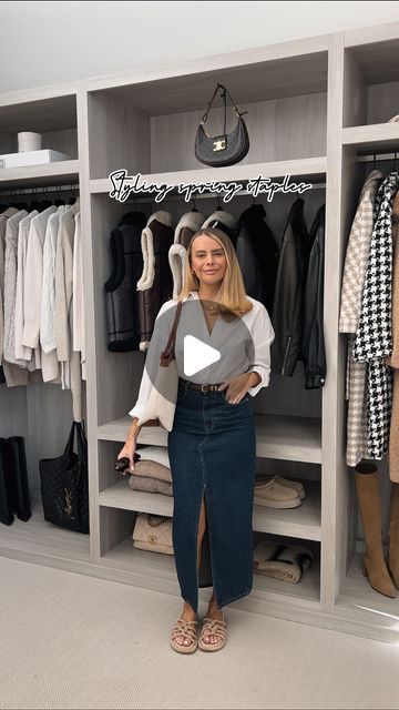 PERRIE SIAN on Instagram: "Styling Spring Staples 🌸🤍

I’m starting a new little style series to show you how versatile staple pieces can be in your wardrobe for spring!!! 

I’ll be picking a piece each week & showing you 4 different ways to wear it for spring!! EVERYTHING in this reel are items I already had in my wardrobe so I hope this proves you don’t need to buy new to make multiple outfits!! 💘

Denim midi skirts are SUCH a good piece for spring they are so versatile!!! 

What’s your fave way to wear? 1,2,3 or 4? Let me know in the comments ⤵️😍" Perrie Sian, Spring Staples, Multiple Outfits, My Wardrobe, Denim Midi Skirt, Midi Skirts, Staple Pieces, Midi Skirt, Let Me