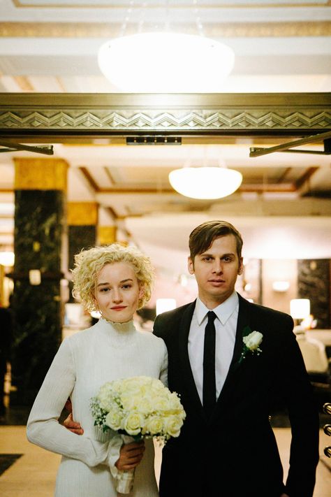 Actress Julia Garner Planned the Ideal New York City Hall Wedding | Vogue Ny Courthouse Wedding, Ny City Hall Wedding, Town Hall Wedding Dress, Courthouse Wedding Hair, Civil Ceremony Outfit, City Hall Wedding Outfit, City Hall Bride, City Hall Nyc, Elopement City Hall