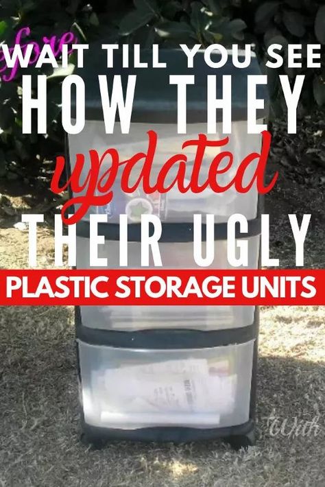 Spray Painted Plastic Drawers, Paint Plastic Drawers, Decorate Plastic Drawers, Decorate Plastic Bins, Storage Unit Office, Plastic Drawer Makeover, Bedroom Craft Room, Plastic Shelving Units, Plastic Container Crafts