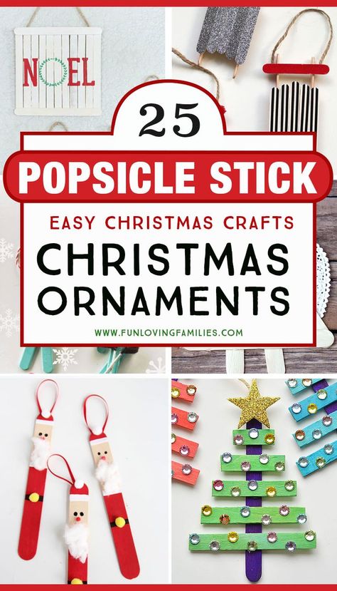 Make these popsicle stick Christmas crafts with the kids. They make great homemade Christmas ornaments! #christmascrafts #diychristmas #homemadeornaments #kidscraft Stick Ornaments, Popsicle Stick Ornaments, Popsicle Stick Christmas Crafts, Hobbies Ideas, Happy Hollidays, Homemade Christmas Ornaments, Classroom Christmas, Diy Popsicle, Crafty Christmas