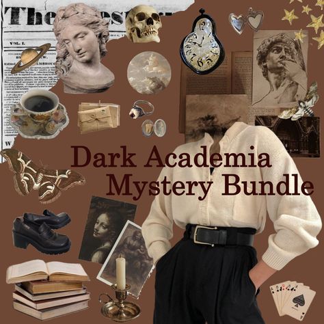 dark academia bundle! clothing is pre-loved and/or vintage, and is always washed before being sent out!  please make sure to read through all of the listings and instructions before purchasing! all genders welcome! please let me know if you prefer men's pant sizes and/or sweaters regarding sizes, I will try to accommodate a wide range to the best of my ability <3 ✦ due to the custom nature of the bundles, wait time for packaging can be expected to be about a week! ✦ Dark Academia Outfit Masculine, Historian Aesthetic Outfit, Dark Academia Style Women, Soft Dark Academia Aesthetic, Dark Academia Mystery, Witchcore Aesthetic Outfits, Summer Dark Academia Outfit, Dark Academia Outfit Women, Dark Academia Shoes