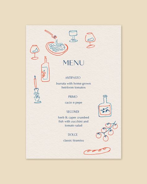 Handmade Menu Card, Dinner Party Menu Design, Party Menu Design, Dinner Menu Design, Dinner Party Menu Ideas, Dinner Menu Template, Quirky Invitations, Menu Design Inspiration, Menu Illustration