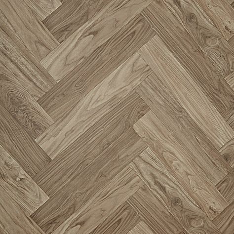 STAINMASTER Walnut Herringbone sheet vinyl flooring brings vintage elegance to your home. This traditional design offers a blend of rich tans, taupes and browns to create a neutral base for any style decor. These floors are soft underfoot and noise-resistant, a great choice for heavy traffic and unexpected drops. An added layer of protection resists water and scratches to keep your style safe from pets and other stains. Plus, our new STAINMASTER 125 gauge sheet vinyl has antimicrobial properties Vinyl Flooring Sheet, Sheet Flooring, Easy Weekend Projects, Vinyl Sheet Flooring, Sheet Vinyl Flooring, Herringbone Wood, How To Waterproof Wood, Waterproof Glue, Herringbone Design