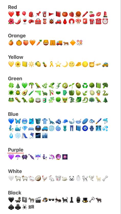 Yellow Emojis Aesthetic, Red And Blue Emoji Combinations, Emoji Combinations Color, Red Orange Yellow Green Blue Purple Aesthetic, Yellow Emoji Combo, Green Emoji Aesthetic, Green Aesthetic Emojis, White Aesthetic Emojis, Yellow Emoji Combinations