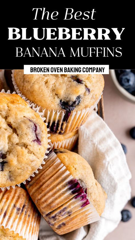 Moist Banana Bread Muffins, Blueberry Banana Muffins, Blueberry Banana Smoothie, Banana Blueberry Muffins, Berry Muffins, Healthy Blueberry, Muffin Recipes Blueberry, Easy Blueberry, Baking Company