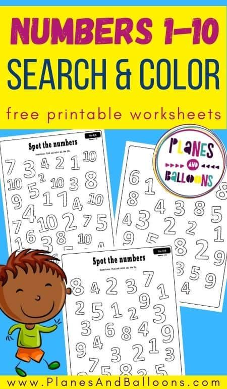 Free printable numbers 1 to 10 worksheets for preschool - numbers 1-10 worksheets. #prek #preschool #planesandballoons Free Printable Abc Letters, Prek Printables, Learning Numbers Preschool, Preschool Numbers, Free Printable Numbers, Activities Kindergarten, Kindergarten Worksheets Free Printables, Abc Printables, Math Number Sense