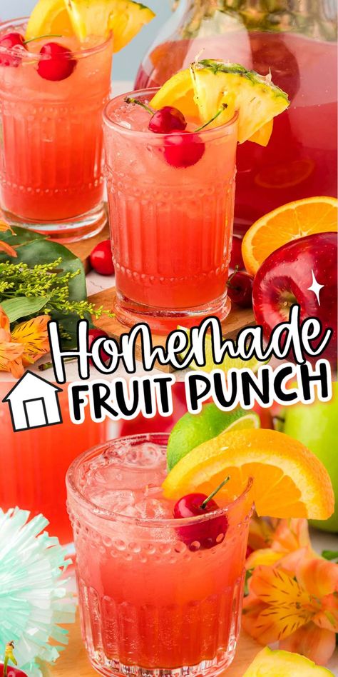 Learn How To Make Fruit Punch with the best high-quality ingredients to have the most delicious party drink at all of your gatherings! Prep a batch of this fruity, perfectly sweet punch in less than 5 minutes! via @sugarandsoulco Homemade Fruit Punch Juice, How To Make Fruit Punch, Fruit Punch Juice Recipe, Jamaican Fruit Punch, How To Make Punch For A Party, Fruit Punch Recipes Non Alcoholic, Homemade Fruit Punch, Non Alcoholic Fruit Punch, Tropical Punch Recipe