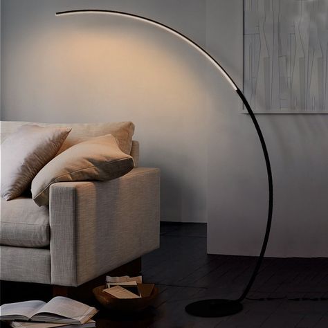 Arc Led Floor Lamp, Floor Arch Lamp, Floor Lamp Arched, Big Lamp Living Room, Arc Lamp Living Room, Floor Lamps Living Room Corner, Cozy Lighting Living Room, Couch Lamp, Floor Lamp Arc