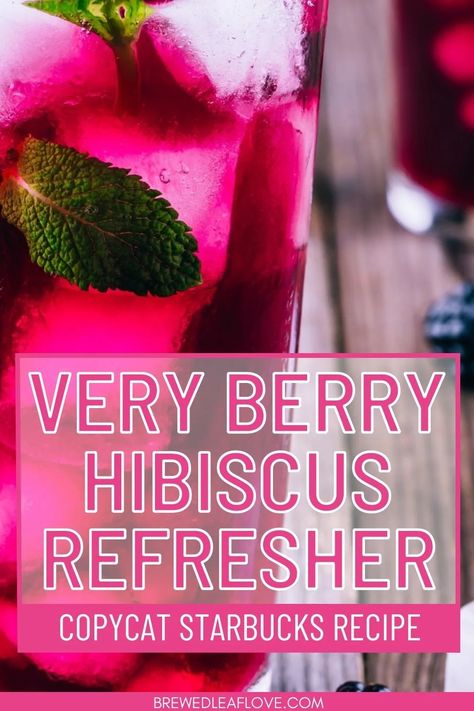 Starbucks Very Berry Hibiscus, Hibiscus Refresher, Hibiscus Recipe, Very Berry Hibiscus Refresher, Summer Mocktail Recipes, Hibiscus Drink, Berry Hibiscus, Copycat Starbucks, Starbucks Diy