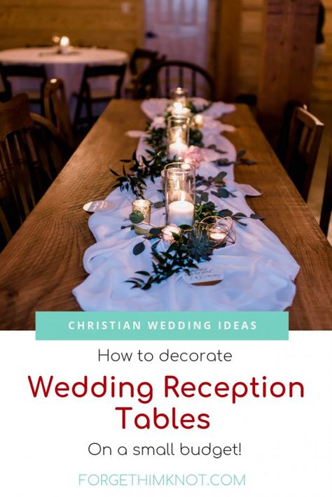 How to Decorate Wedding Reception Tables on a Small Budget - Forget Him Knot- We breakdown the cost for real and disposable reception tables and supplies needed to feed your guests. Resources included! #Christianweddings #wedding #weddings #weddingreception #weddingplanning #weddingbudget Wedding Reception Tables Centerpieces Simple, Budget Wedding Reception Decorations, Wedding Guest Table Ideas Decorations, Decorate Wedding Tables, Reception Coffee Bar, Pretty Wedding Centerpieces, Cheap Wedding Table Centerpieces, Decorate Wedding, Reception Drink