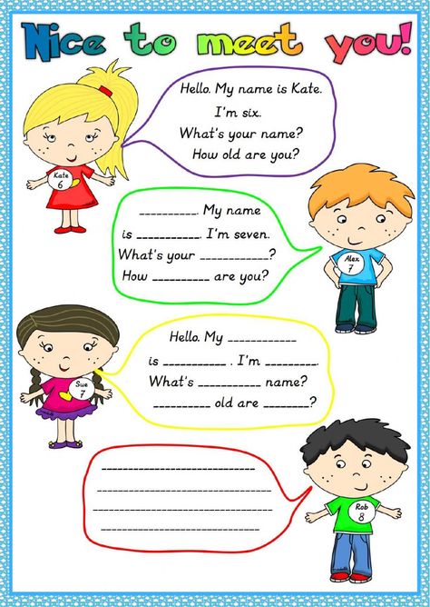 Introducing yourself interactive and downloadable worksheet. You can do the exercises online or download the worksheet as pdf. Prefix Worksheet, Introducing Yourself, Bucket Filler, English Activities For Kids, English Exercises, Learning English For Kids, English Worksheets For Kids, Learning Materials, Kids English