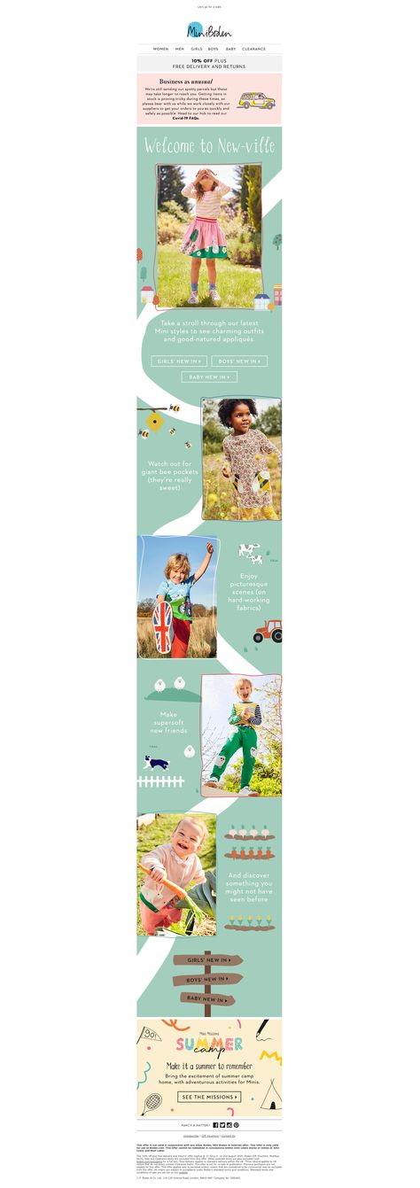 Email Popup, Email Header, Kidswear Fashion, Kids Email, Email Template Mailchimp, Newsletter Ideas, Email Layout, Fashion Reels, Boden Kids