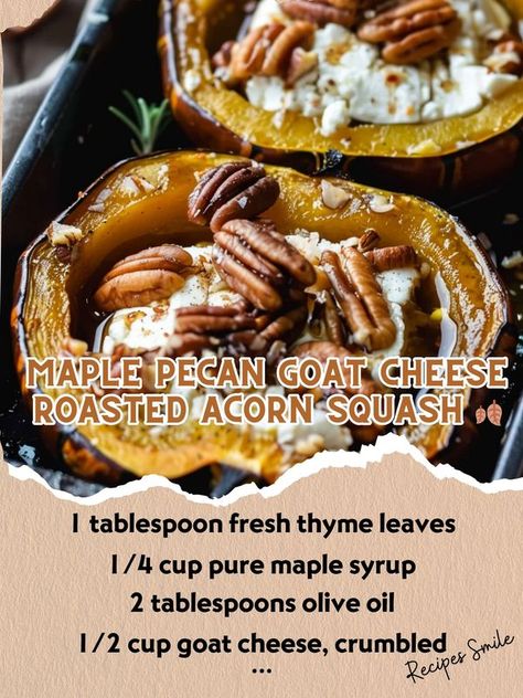 Maple Pecan Goat Cheese Acorn Squash, Healthy Carrot Muffins, Roasted Acorn Squash, Acorn Squash Recipes, Carrot Muffins, Roasted Pecans, Maple Pecan, Acorn Squash, Pure Maple Syrup