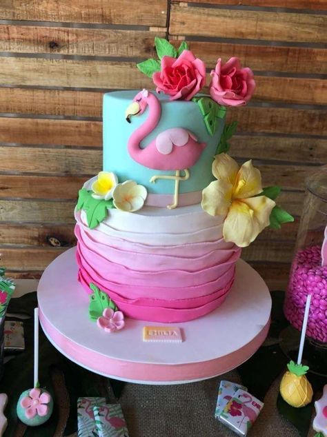 The birthday cake at this Flamingo Birthday Party is absolutely stunning!! See more party ideas and share yours at CatchMyParty.com #catchmyparty #flamingo #flamingobirthdaycake #summerbirthdaycake #girlbirthdaycake #flamingobirthdayparty #summerparty Summer Birthday Cake, Flamingo Birthday Cake, Flamingo Themed Party, Tropical Birthday Party, Flamingo Cake, Flamingo Birthday Party, Luau Birthday Party, Hawaiian Birthday, Fiesta Tropical