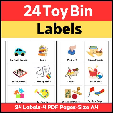 Toy Bin Labels-Storage Bin Labels Toy Rotation Storage, Organizing Kids Toys, Labels Storage, Toy Bin Labels, Toy Rotation, Organize Toys, Play Doh Kitchen, Classroom Charts, Classroom Rules Poster