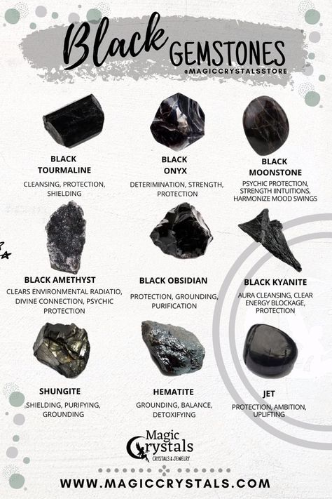 Crystal Identification, Gemstones Earrings, Black Gemstones, Magic Crystals, Crystal Healing Chart, Black Amethyst, Crystals Healing Properties, Tourmalinated Quartz, Sacred Stones