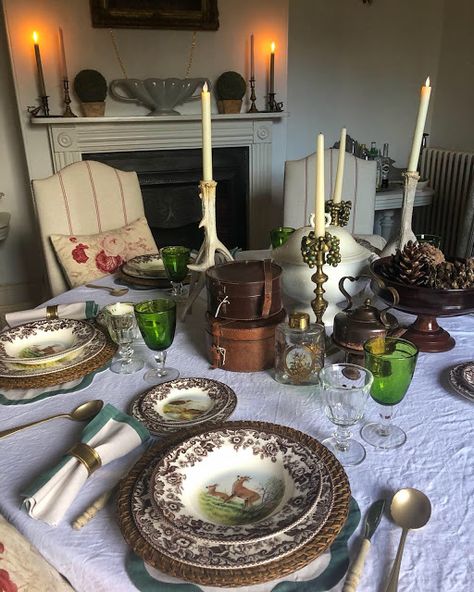 British Table Setting, Spode Woodland Tablescape, Woodland Table Setting, Bramble Hedge, Spode Woodland, Cottage Table, Cold Moon, Prop Box, Wine And Food