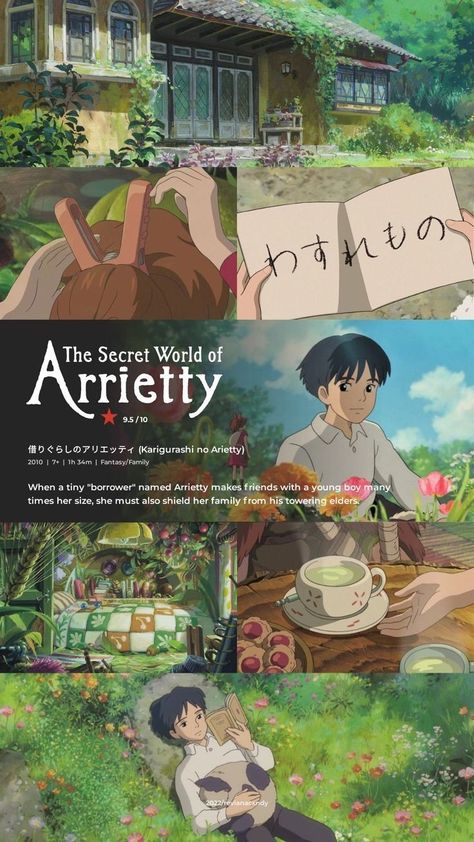 Studio Ghibli Movies List, Studio Ghibli List, Arietti Studio Ghibli, Studio Ghibli Summer, Ghibli Movies List, Anime Movies To Watch List, Studio Ghibli Arrietty, Studio Ghibli Aesthetic Wallpaper, Gibli Studio Aesthetic