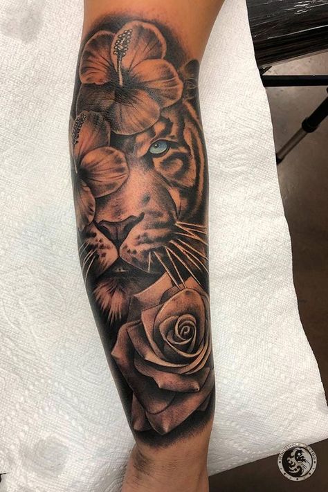 pretty & unique tattoos. follow for more content. Tiger Roses Tattoo, Tiger And Rose Tattoo For Women, Tiger Tattoo With Roses, Arm Sleeve Tattoos For Women Flowers, Tiger And Flower Tattoo Half Sleeves, Sleeve Tattoos For Women 2023, Rose Flower Tattoos For Women, Elephant Tattoos Upper Arm, Half Sleeve Tattoos For Women Upper Arm Tiger