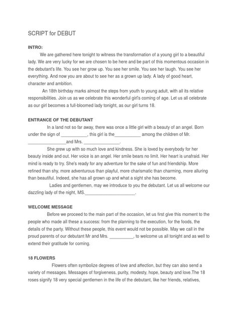 Scribd is the world's largest social reading and publishing site. 18th Candles Message For Debut, Program For Debut Party, 18th Birthday Program Flow, Debut Program Flow Filipino, Quinceanera Speech Ideas, Debut Checklist, Debut Program Flow, Debut Invitation 18th, 18th Debut Theme