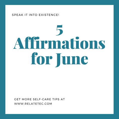 5 Affirmations for June 2020 5 Affirmations, Speak It Into Existence, Physical Touch, Words Of Affirmation, Change Your Mindset, Positive Change, Like A Boss, New Love, Affiliate Links