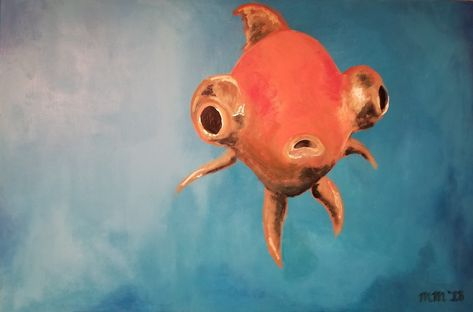 Art Diy Canvas, Goldfish Painting, Advanced Higher Art, Goldfish Art, Urban Sketches, Wine And Canvas, Fish Painting, Diy Canvas Art Painting, Fish Art