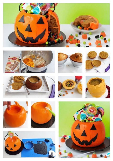 Pumpkin Cake Design, Halloween Pumpkin Cake, Bolo Halloween, Surprise Cake, Pumpkin Spice Cake, Halloween Sweets, Salty Cake, Spice Cake, Halloween Desserts