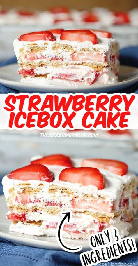 Strawberry Cream Cheese Icebox Cake, Cream Cheese Icebox Cake, Strawberry Icebox Cake, Icebox Cake Recipes, Dessert Oreo, Sliced Strawberries, Cream Cheese Desserts, Strawberry Dessert Recipes, Cake Layers