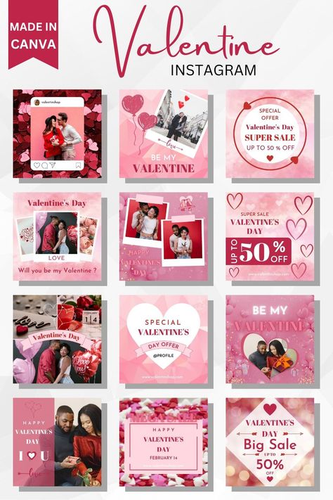 60 Valentine's Day Instagram Templates | DIY Social Media Posts | Valentine Day Reels Cover Template | Valentine's Day Instagram Story | Canva Templates Hi there! We have an amazing selection of 60 Valentine's Day Instagram Templates, DIY Social Media Posts and Stories, Reels Cover Templates. Easy to use Canva templates. #etsy #valentine #valentinesday #instagram #posts #idea #canva #template #vivamagenta #magenta #love #social #media #socialmedia #gift #design #feed #heart #reels #story #ig Valentines Social Media, Reels Cover, Valentines Day Post, Valentine Font, Diy Social Media, Instagram Template Design, Valentine Special, Cute Patterns Wallpaper, Cover Template