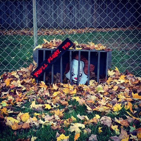 Pennywise sewer Halloween decoration Pennywise Sewer Decoration, Pennywise Outdoor Decorations, Penny Wise Decorations, Pennywise Themed Party, Penny Wise Halloween Decorations, Penny Wise Decorations Halloween, Diy Pennywise Decoration, Saw Halloween Decorations, Pennywise Trunk Or Treat Ideas