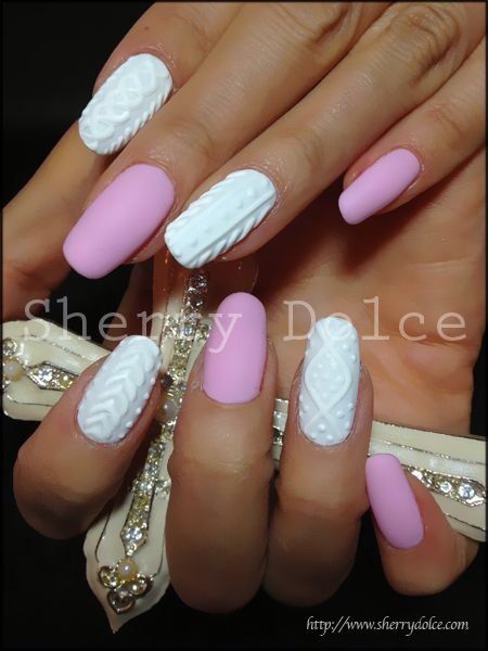 Nails with raised designs French Nails Glitter, Textured Nails, Get Nails, I Love Nails, Hot Nails, Manicure Y Pedicure, Fabulous Nails, Cute Nail Designs, Fancy Nails