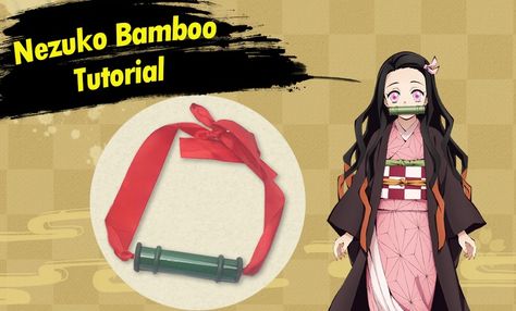 Nezuko Bamboo, Bamboo Diy, Nezuko Cosplay, Red Rope, Anime Crafts, Cosplay Diy, Cosplay Costumes, Life Hacks, Abc